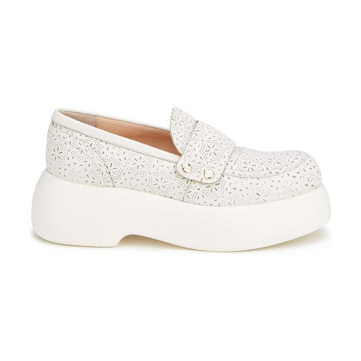 Chaussures Femme Ballerines / babies Agl puffy moc perforated shoes Blanc
