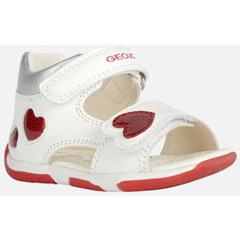 Chaussures Fille Baskets mode Geox B SANDAL TAPUZ GIRL blanc/rouge