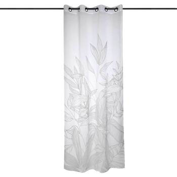 Maison & Déco Rideaux / stores Stof Voilage à oeillets Japandi Blanc motif gris 140 x 260 cm Blanc