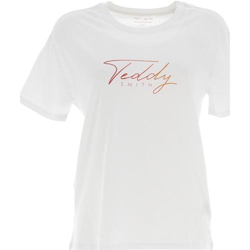 Vêtements Fille T-shirts manches courtes Teddy Smith T-felzy mc jr Blanc