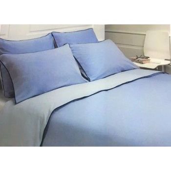 Maison & Déco Parures de lit Salomé Prestige Housse de couette réversible percale de coton fils teints + 2 t Bleu