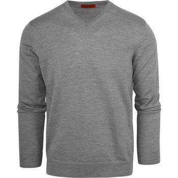 sweat-shirt suitable  pull-over col-v laine gris 