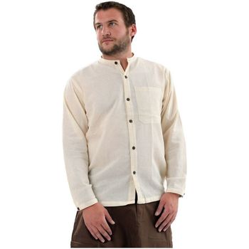 Vêtements Homme Chemises manches longues Fantazia Chemise coton léger nepalais - boutons noix de coco Rose