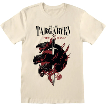 Vêtements T-shirts manches longues Game Of Thrones House Targaryen Beige