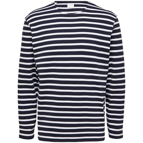 Vêtements Homme T-shirts & Polos Selected Noos Briac Stripe L/S T-Shirt - Navy Blazer Bleu