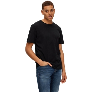 Vêtements Homme T-shirts & Polos Selected Noos Pan Linen T-Shirt - Black Noir