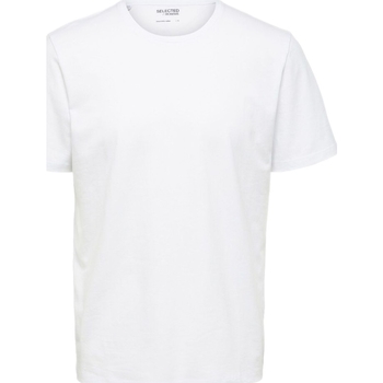 Vêtements Homme T-shirts & Polos Selected Noos Pan Linen T-Shirt - Bright White Blanc