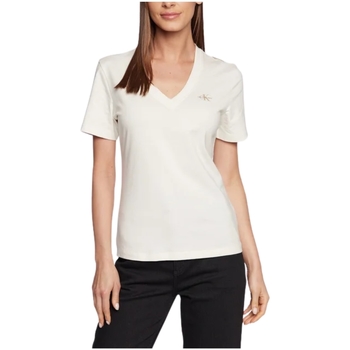 Vêtements Femme T-shirts & Polos Calvin Klein Jeans T Shirt  Ref 59083 YAF Ecru Ecru