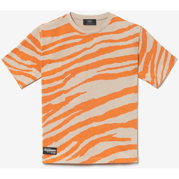 Vêtements Garçon T-shirts & Polos Ballerines / Babies T-shirt zabrabo zébré beige et orange imprimé Noir