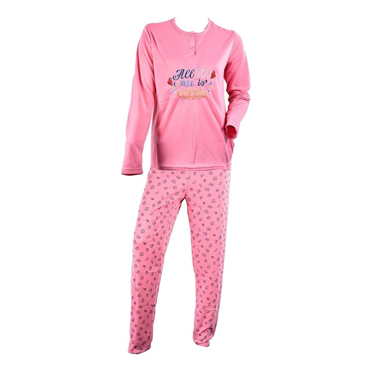 Vêtements Femme Pyjamas / Chemises de nuit Ozabi Long SWEET SECRET C1513 COFFEE TIME RO Rose