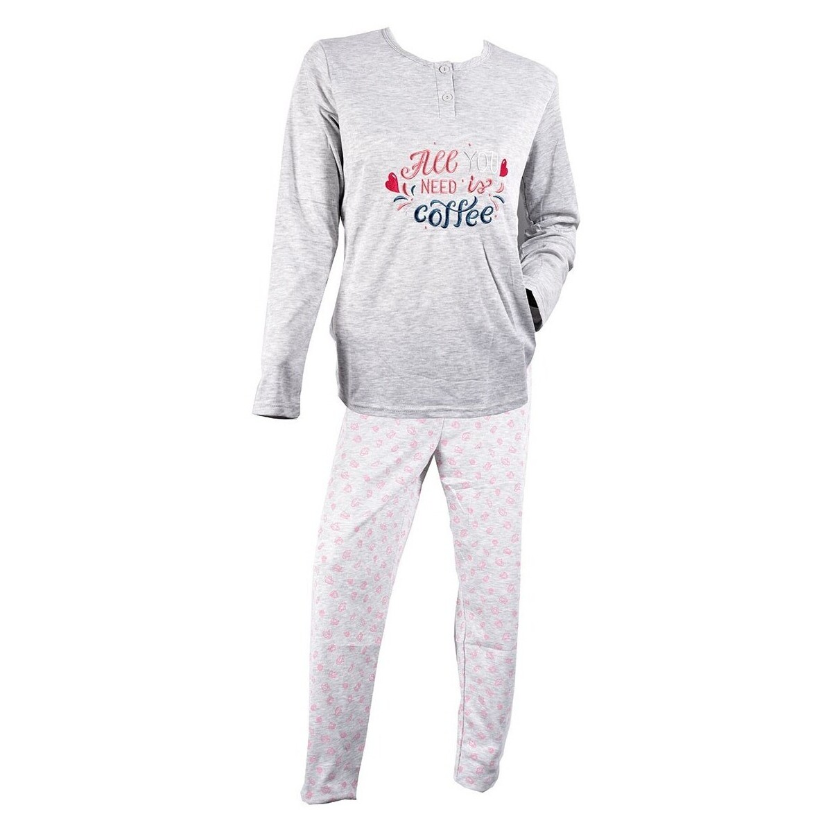 Vêtements Femme Pyjamas / Chemises de nuit Ozabi Long SWEET SECRET C1513 COFFEE TIME GR Gris