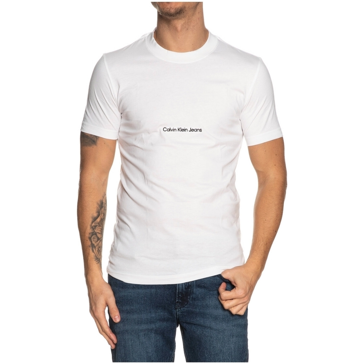 Vêtements Homme T-shirts & Polos Calvin Klein Jeans T shirt homme  Ref 59228 YAF Blanc Blanc