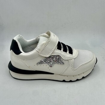 Chaussures Fille Baskets mode Geox BASKET FILLE VELCROS STRASS Blanc