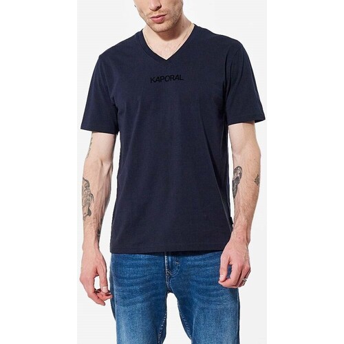 Vêtements Homme T-shirts manches courtes Kaporal - T-shirt col en v - marine Bleu