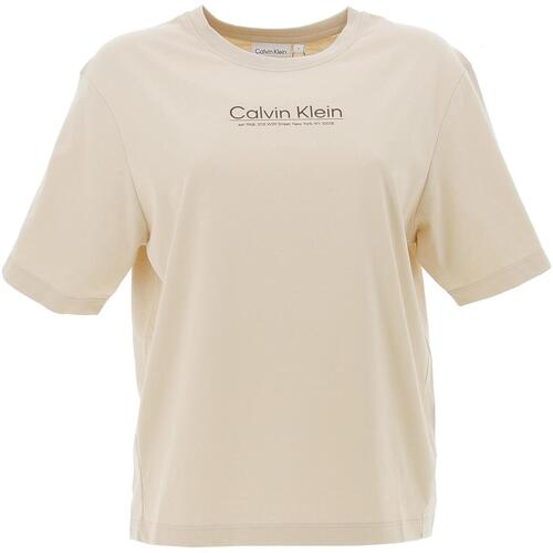 Vêtements Femme T-shirts manches courtes Calvin Klein Chrono Coordinates logo gra Beige