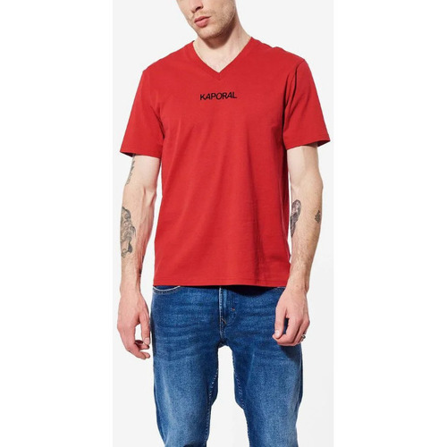 Vêtements Homme T-shirts manches courtes Kaporal - T-shirt col en v - rouge Rouge