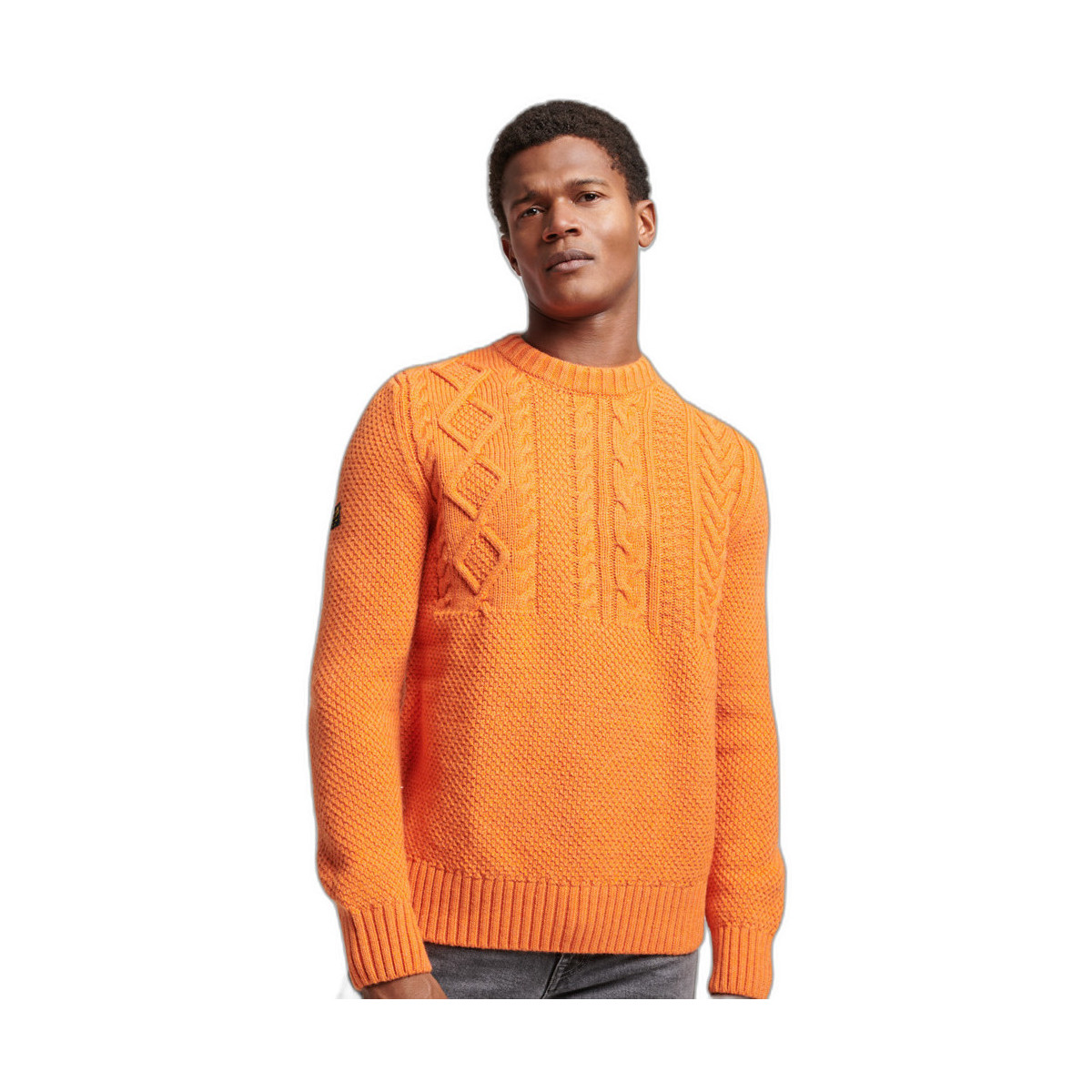 Vêtements Homme Pulls Superdry Pull en maille torsadée épaules tombantes Orange