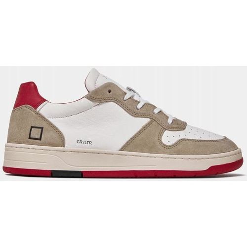 Chaussures Homme Baskets mode Date M381-CR-LE-WR COURT 2.0 LEATHER-WHITE/RED Blanc