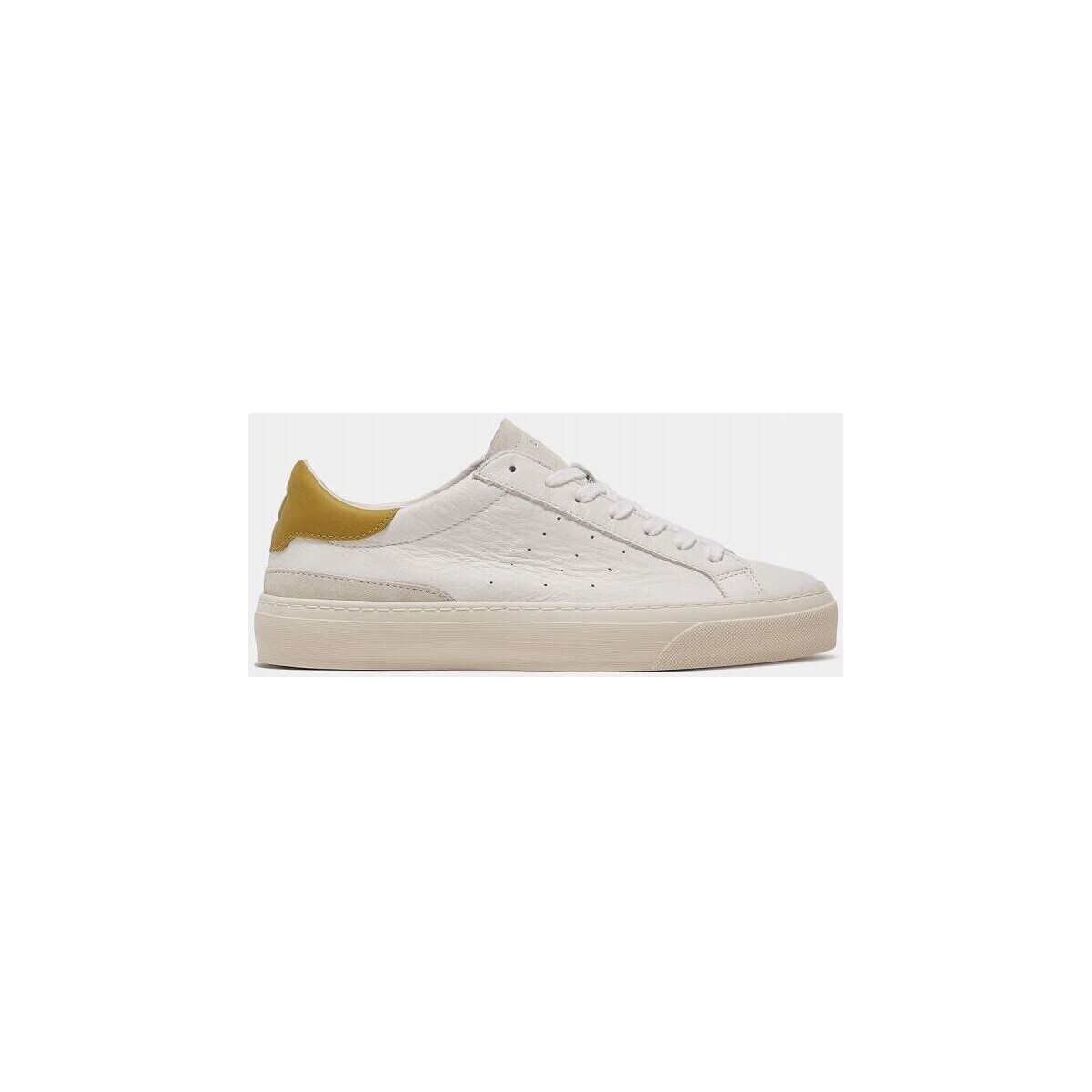 Chaussures Homme Baskets mode Date M381-SO-CA-HY SONICA CALF-WHITE/YELLOW Blanc