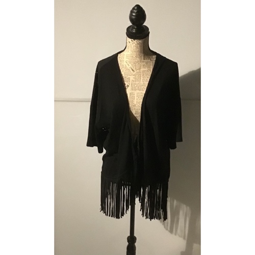 Vêtements Femme Vestes en cuir / synthétiques Molly Bracken Gilet à franges Noir