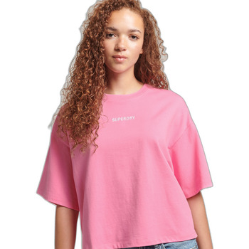 Vêtements Femme T-shirts manches courtes Superdry T-shirt femme  Micro Logo Rose