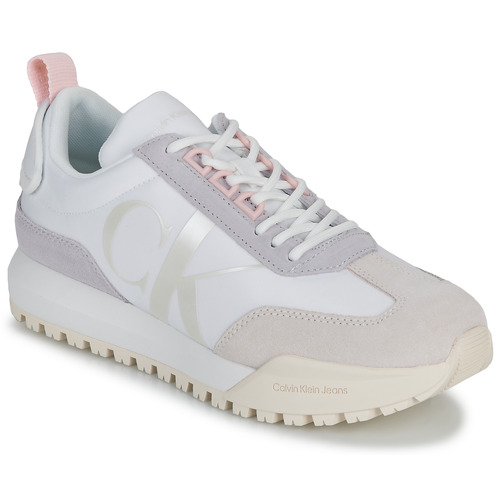 Chaussures Femme Baskets basses Calvin cinzento Klein Jeans TOOTHY RUNNER LACEUP MIX PEARL Blanc / Beige