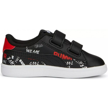 Chaussures Garçon Baskets mode BLACK Puma CHAUSSURES BB INF SMASH BRANDL V -  BLACK-WHITE-RED - 25,5 Noir