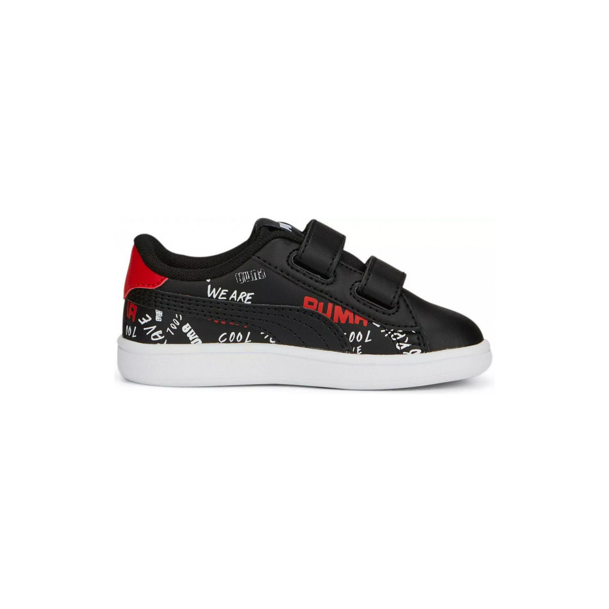 Chaussures Garçon Baskets mode Puma CHAUSSURES BB INF SMASH BRANDL V -  BLACK-WHITE-RED - 25,5 Noir
