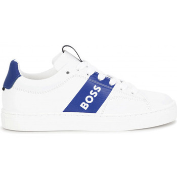 Chaussures Enfant Baskets mode BOSS Basket junior  blanche J29336/79B Bleu