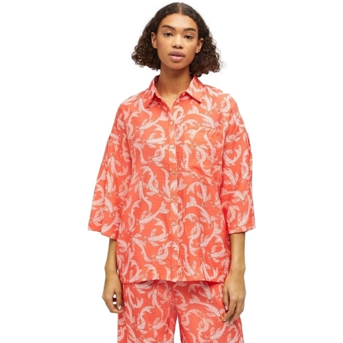 Vêtements Femme Tops / Blouses Object Shirt Rio 3/4 - Hot Coral Orange