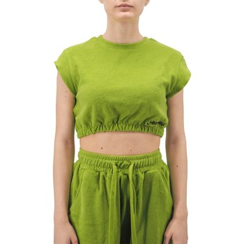 Hinnominate Croptop en tissu ponge manches courtes avec broderie Vert -  Vêtements T-shirts & Polos Femme 43,65 €