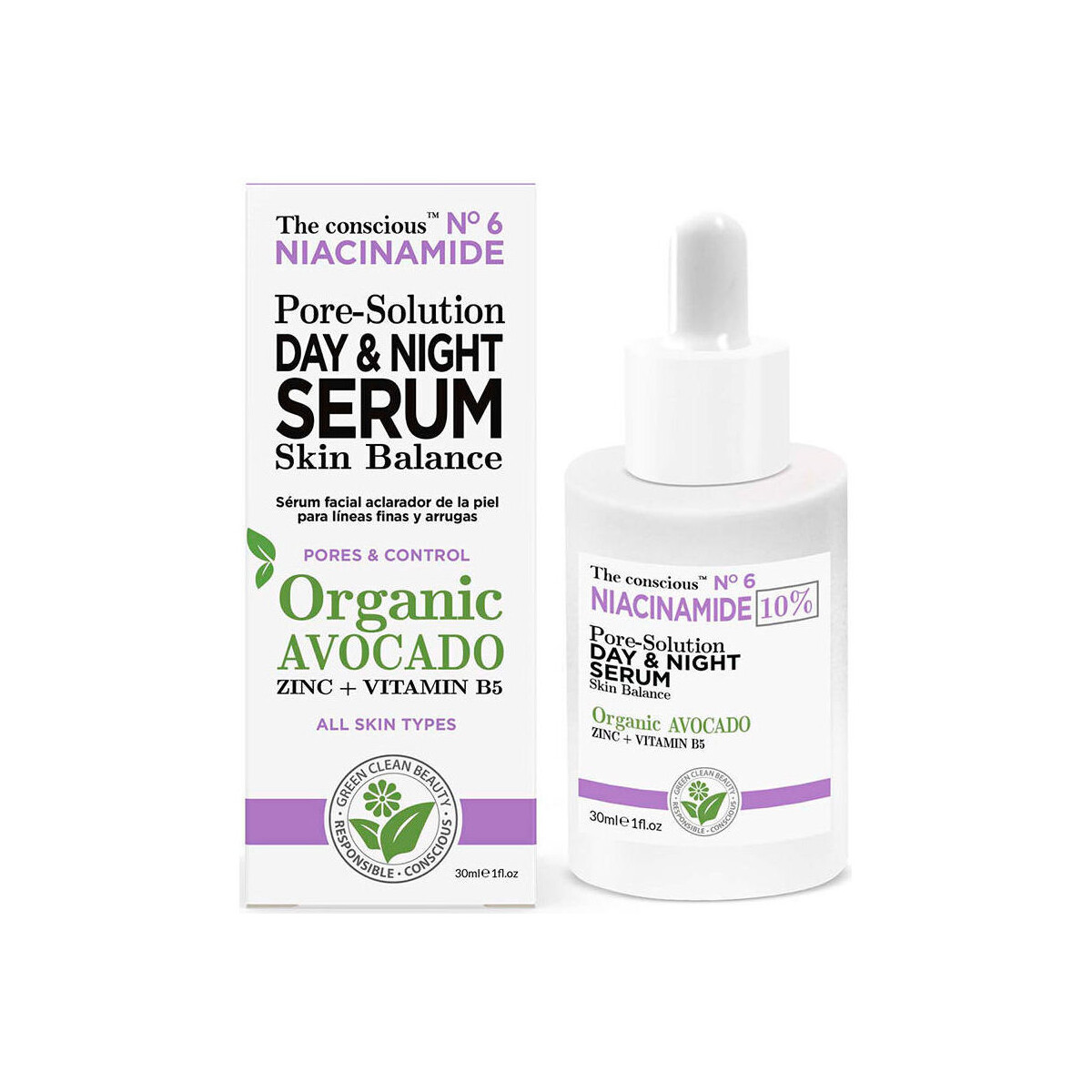 Beauté Soins ciblés The Conscious™ Niacinamide Pore-solution Day & Night Serum Organic Avocado 