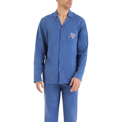 Vêtements Homme Pyjamas / Chemises de nuit Athena Pyjama coton Long Bleu