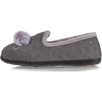 Chaussures Femme Chaussons Isotoner Chaussons Mocassins pompom Gris