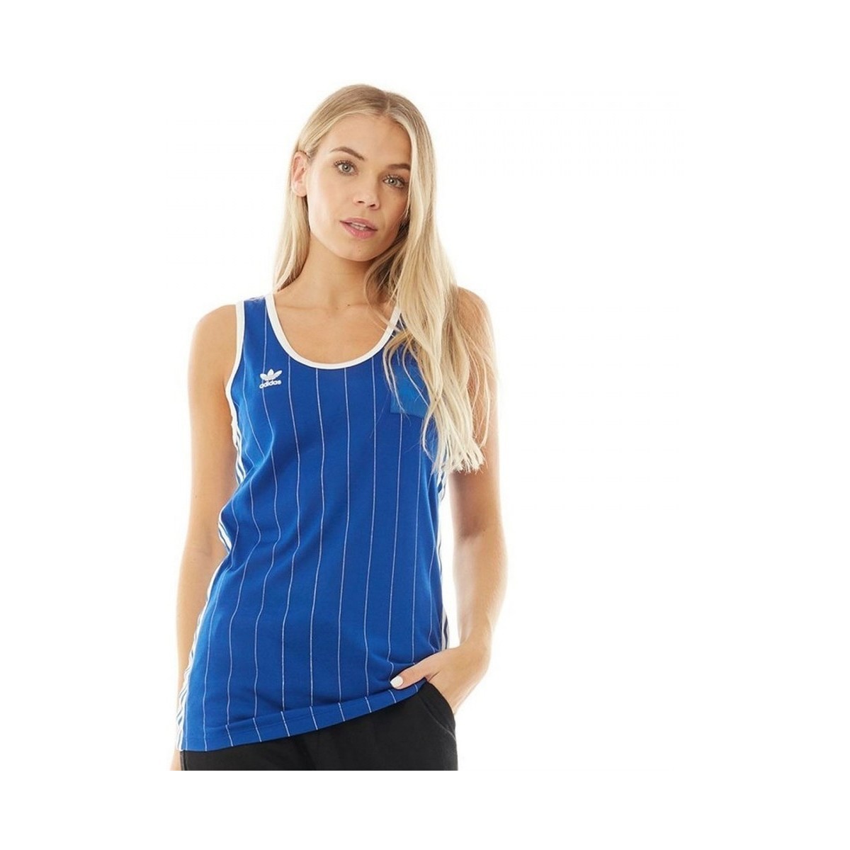 Vêtements Femme Débardeurs / T-shirts sans manche adidas Originals FL Pinstripe Bleu