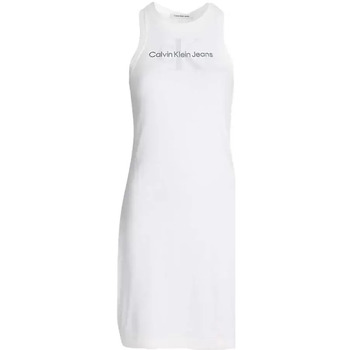 Vêtements Femme Robes Calvin Klein Jeans Slim Côtelée Avec Monogramme Blanc