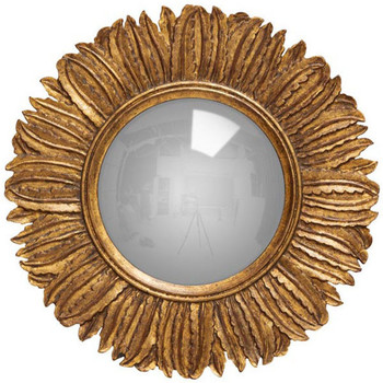 Lampe Haute Métal Doré Miroirs Chehoma Miroir convexe bois plumes dorées-cuivrées 3x56cm Doré