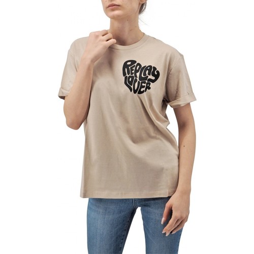 Vêtements Femme Balenciaga MEN T-SHIRTS LONG SLEEVE Replay T-shirt oversize en coton biologique Beige