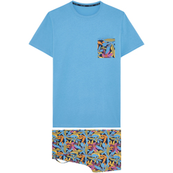 Vêtements Homme Pyjamas / Chemises de nuit Hom Pyjama coton court Bleu