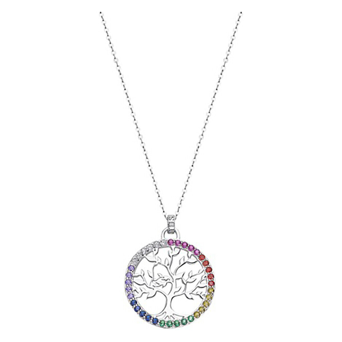 Montres & Bijoux Femme Colliers / Sautoirs Lotus Collier  argent arbre de vie multicolore Blanc
