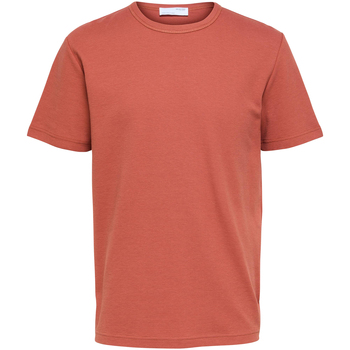 Vêtements Homme T-shirts manches courtes Selected T-shirt coton biologique col rond Rouille