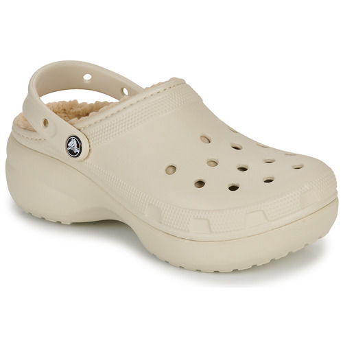 Chaussures Femme Sabots bain Crocs Classic Platform Lined Clog W Beige