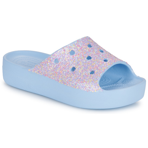 Chaussures Femme Claquettes sandalia Crocs ClassicPlatformGlitterSlideW Bleu / Glitter
