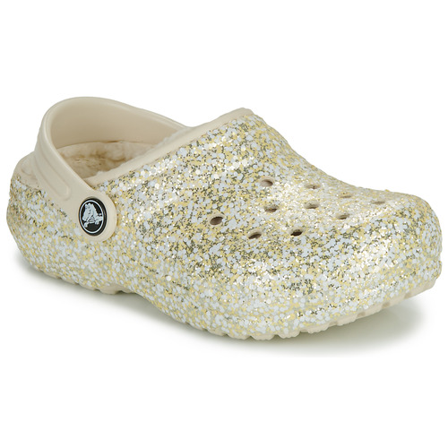 Chaussures Fille Sabots bain Crocs Classic Lined Glitter Clog K Beige / Doré