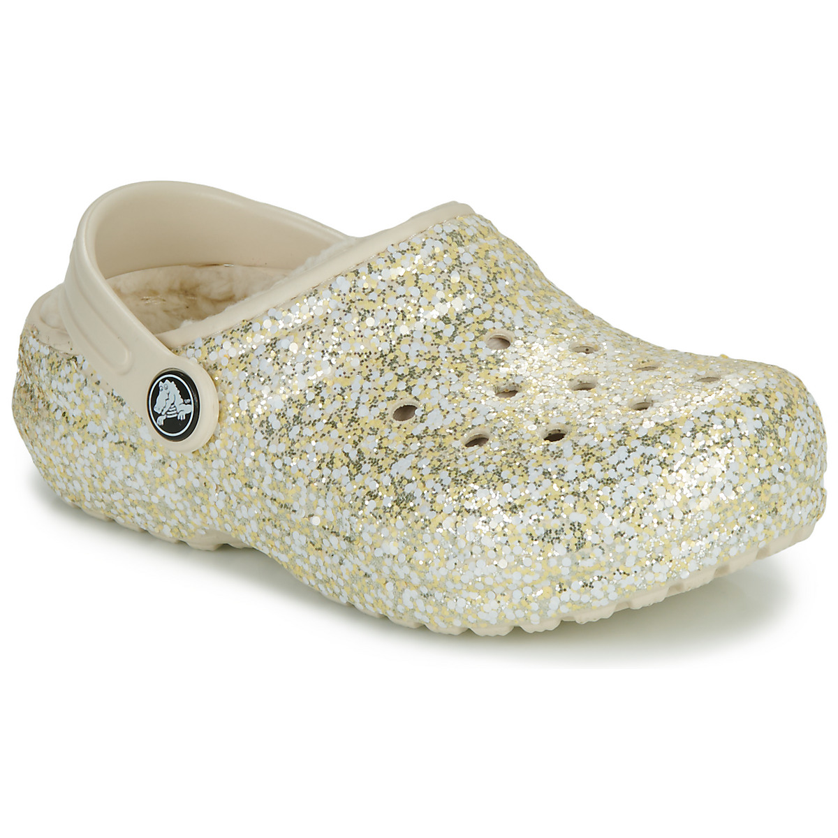 Chaussures Fille Sabots unicorn Crocs Classic Lined Glitter Clog K Beige / Doré
