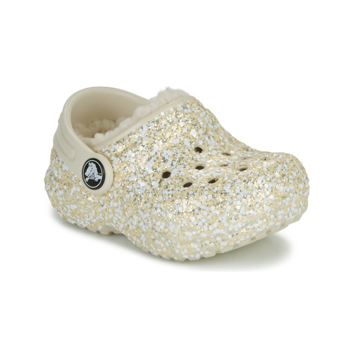 Chaussures Fille Sabots unicorn Crocs Classic Lined Glitter Clog T Beige / Doré