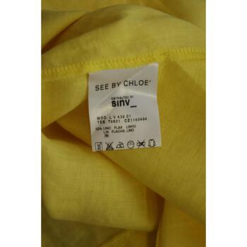 See by Chloé Robe manches courtes en lin Jaune