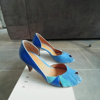 Texto Escarpins semi-ouverts Bleu - Chaussures Escarpins Femme 35,00 €