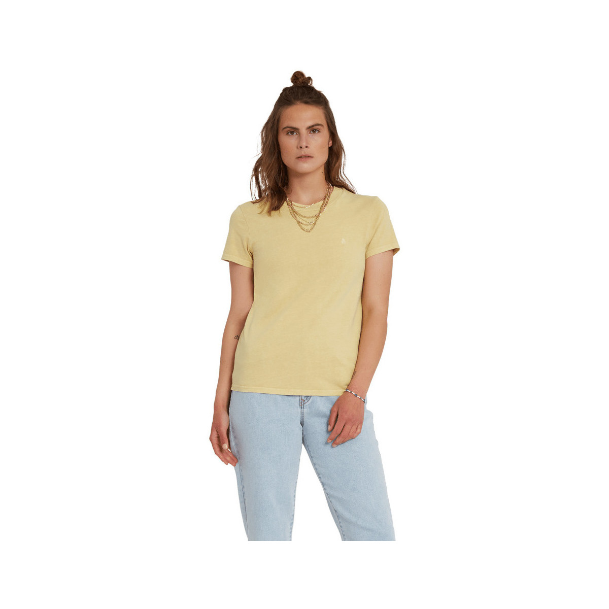 Vêtements Femme T-shirts manches courtes Volcom Solid Stone Emb Tee Wheat Jaune