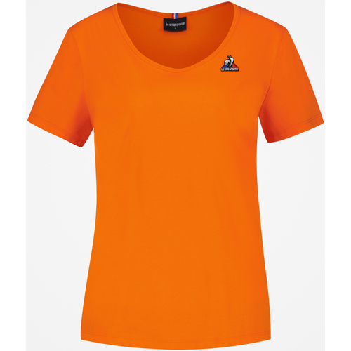 Vêtements Femme Elsa Pied De Poule Le Coq Sportif T-shirt Femme Orange